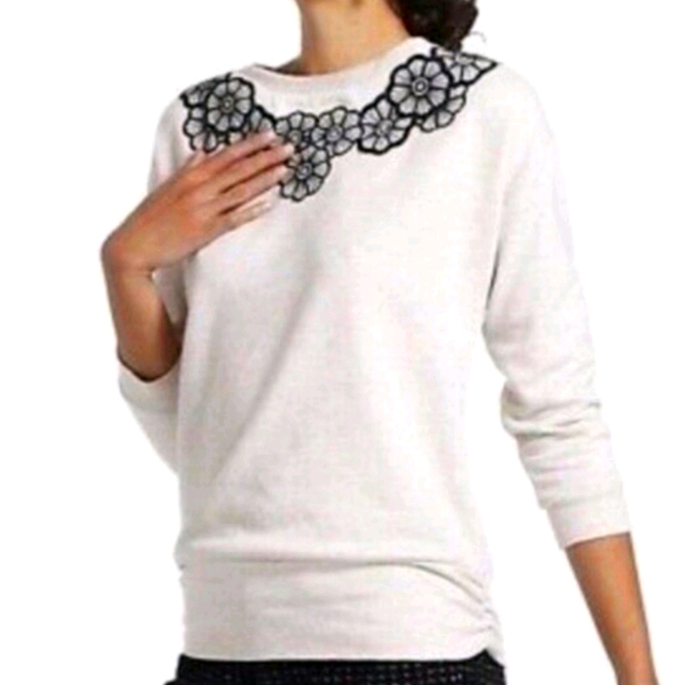Anthropology Sat Sun Floral Applique Sweatshirt